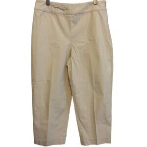 Rafaella Size 10 Khaki Capris Hidden Side Zipper